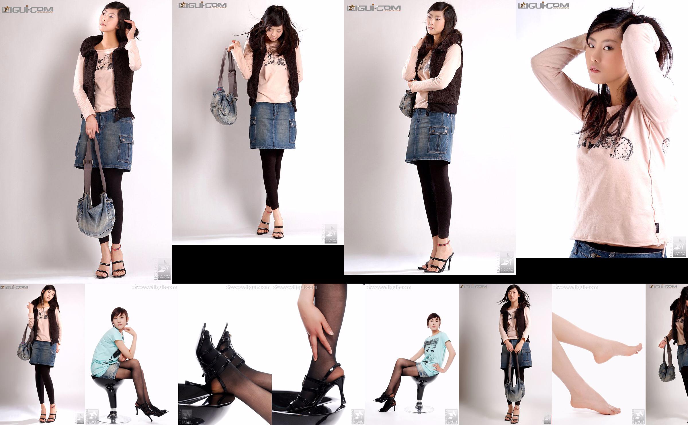 Model Zhang Di "Memainkan Rok Pendek Denim dengan Elegan" [Ligui LiGui] Foto kaki dan kaki giok yang indah No.cfef1d Halaman 3